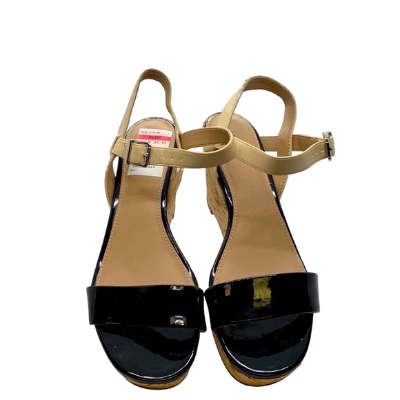 Alfani Black Strap Cork Wedge Heel - Picture 2 of 9